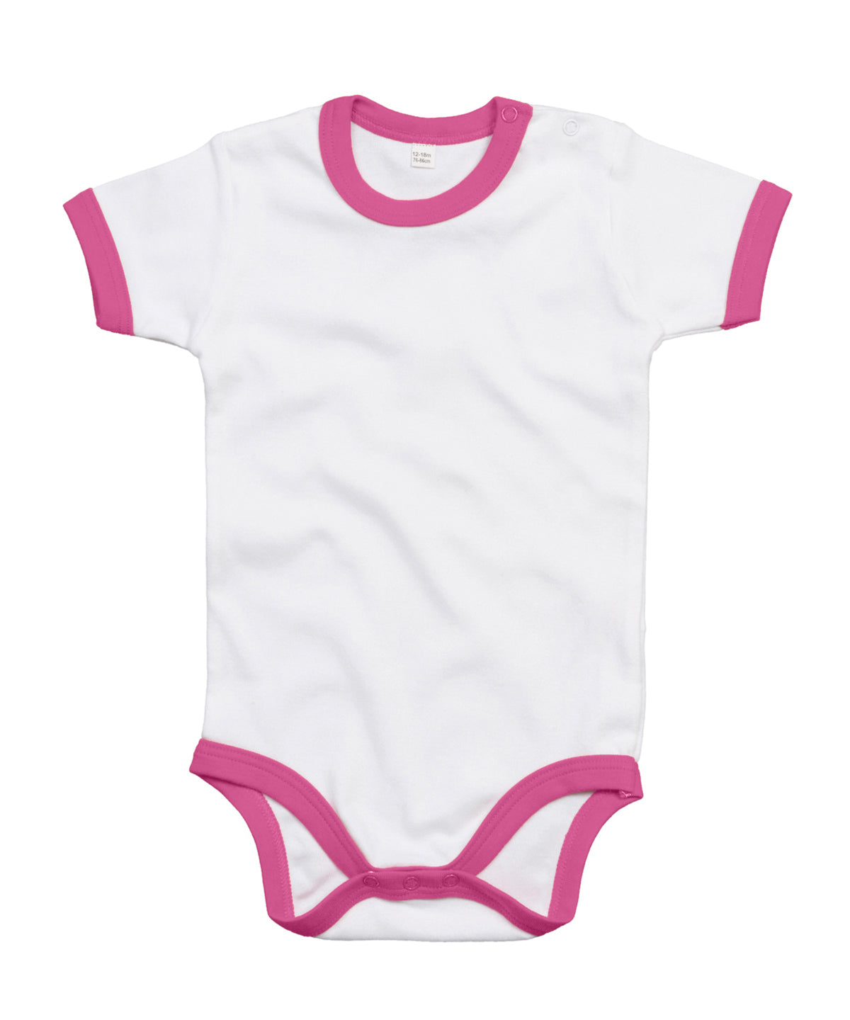 Organic White/Bubblegum Pink - Ringer bodysuit - GarmentEmbroidery