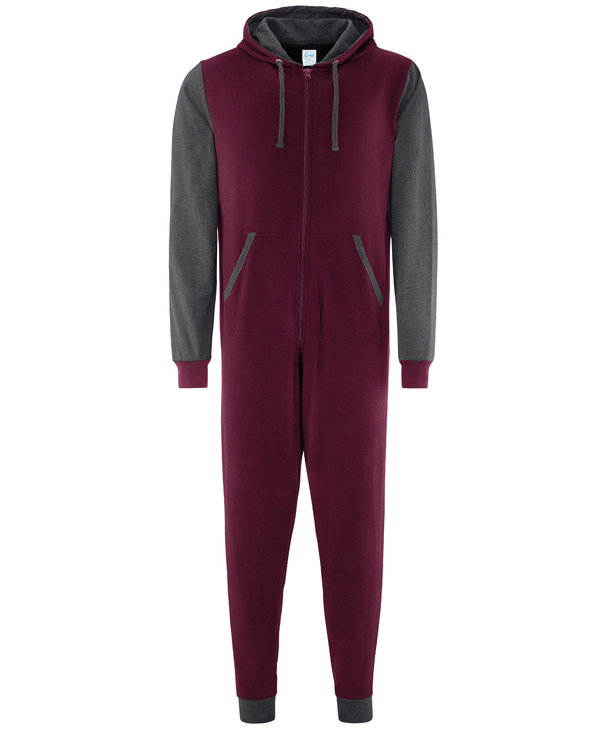 Burgundy/Charcoal - Contrast all-in-one - GarmentEmbroidery