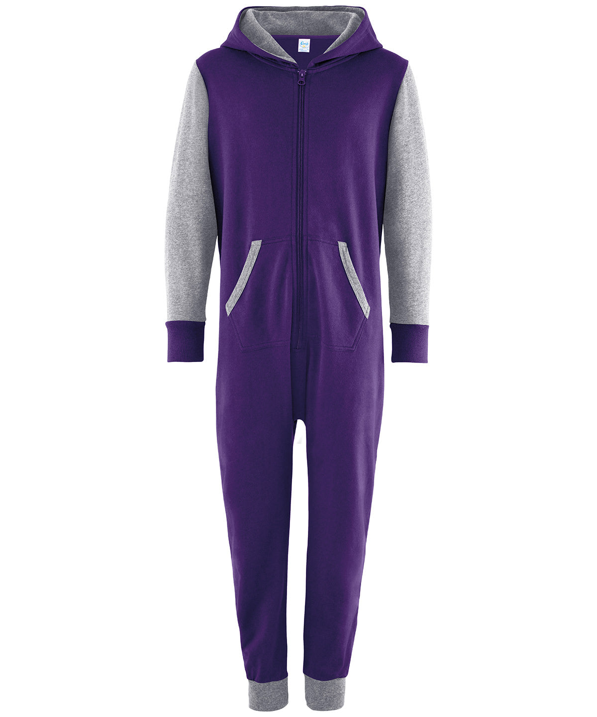 Purple/Heather Grey - Kids contrast all-in-one - GarmentEmbroidery