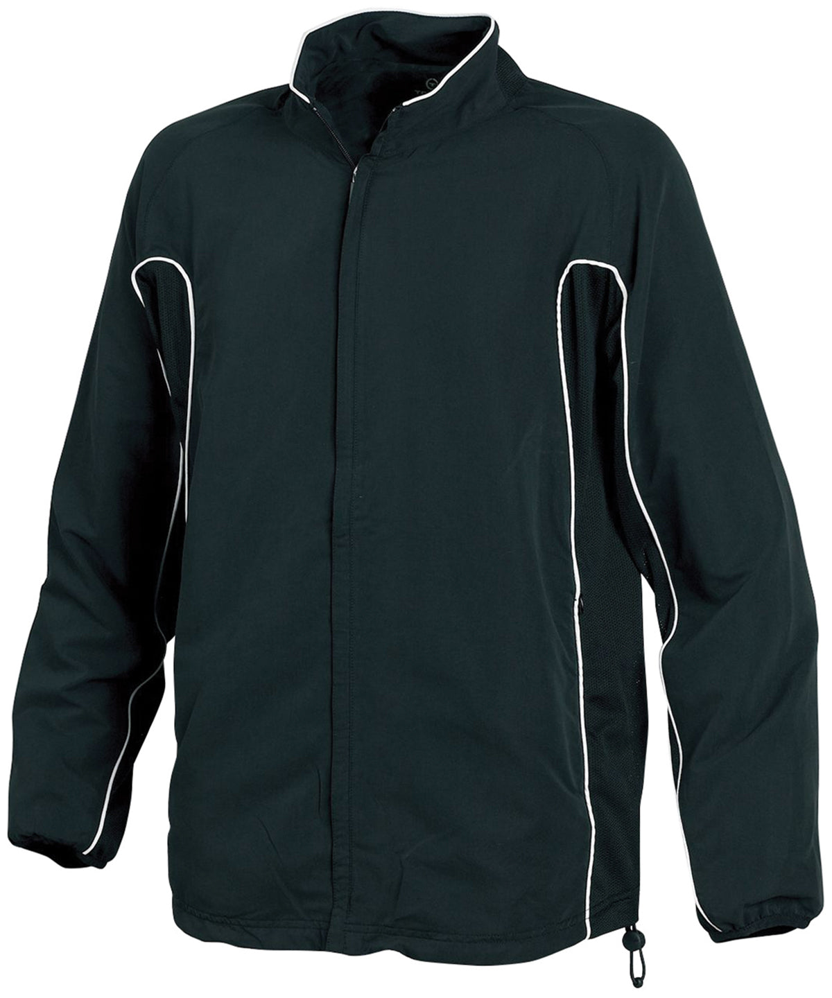 Black/Black/WhitePiping - Full-zip lined training top - GarmentEmbroidery