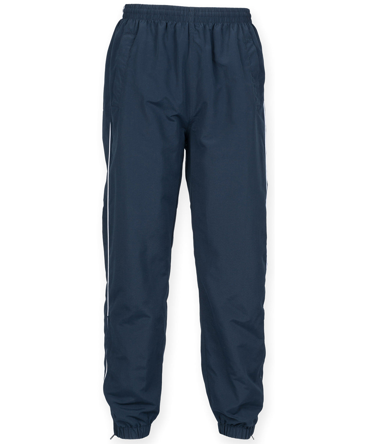 Navy/White piping - Piped track bottoms - GarmentEmbroidery