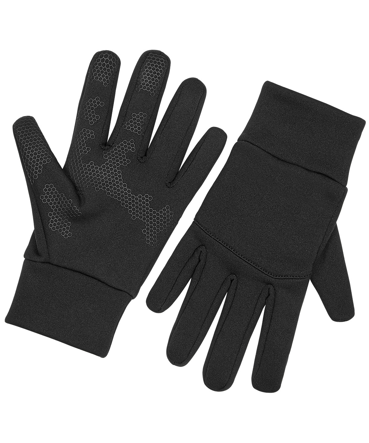 Black - Softshell sports tech gloves - GarmentEmbroidery