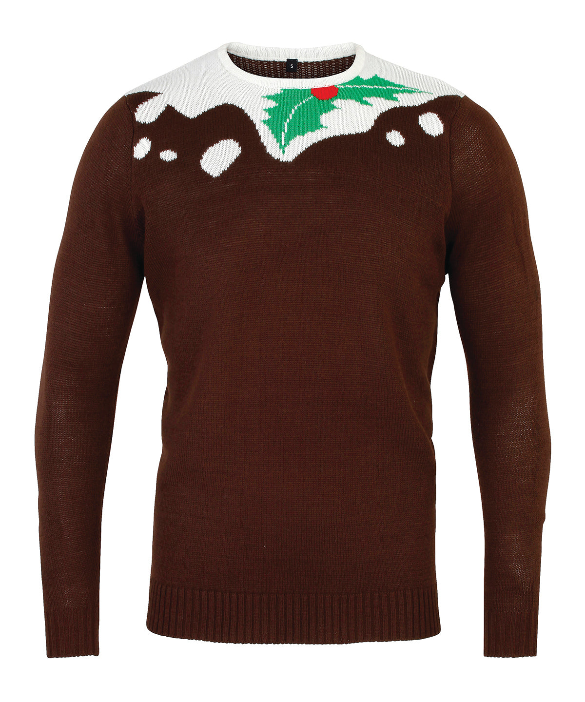 Brown/White - Pudding - 2D adults Christmas jumper - GarmentEmbroidery