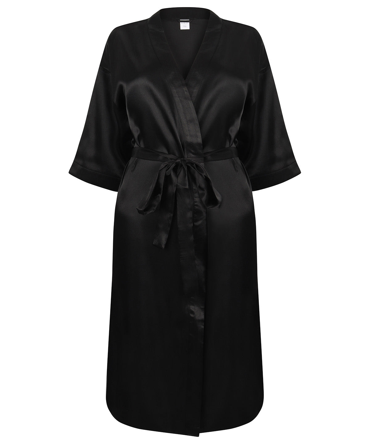 Black - Women's satin robe - GarmentEmbroidery