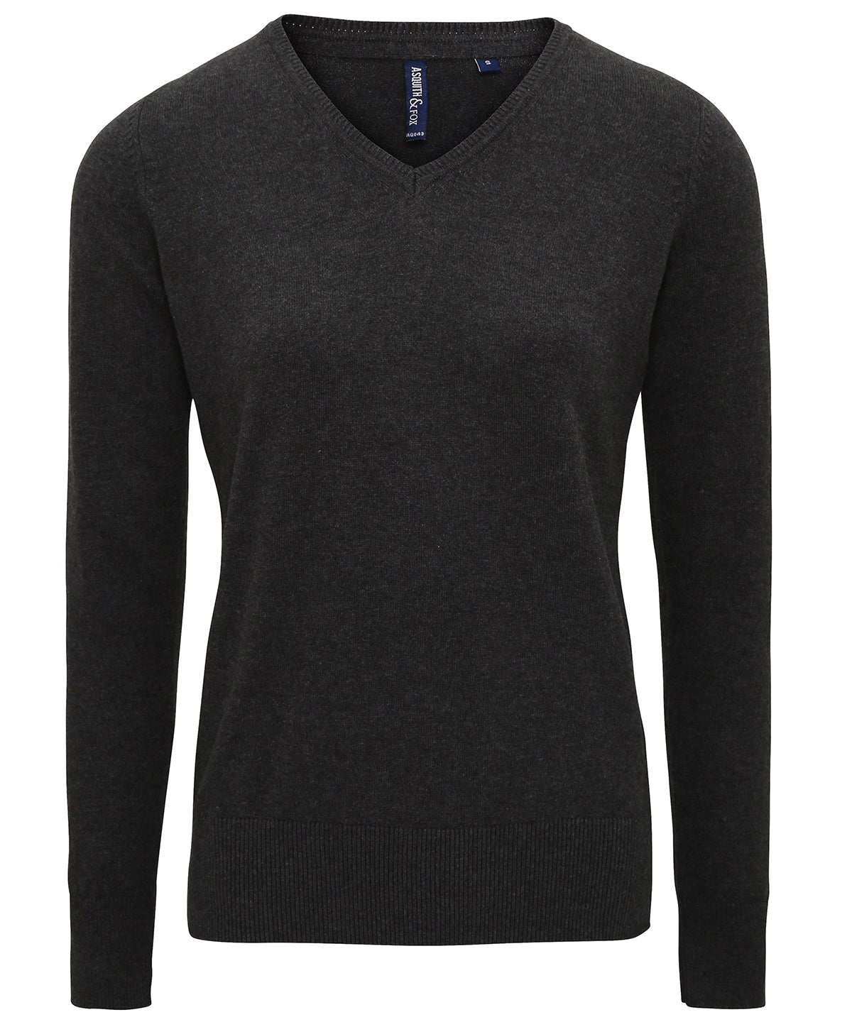 Heather Black - Women's cotton blend v-neck sweater - GarmentEmbroidery