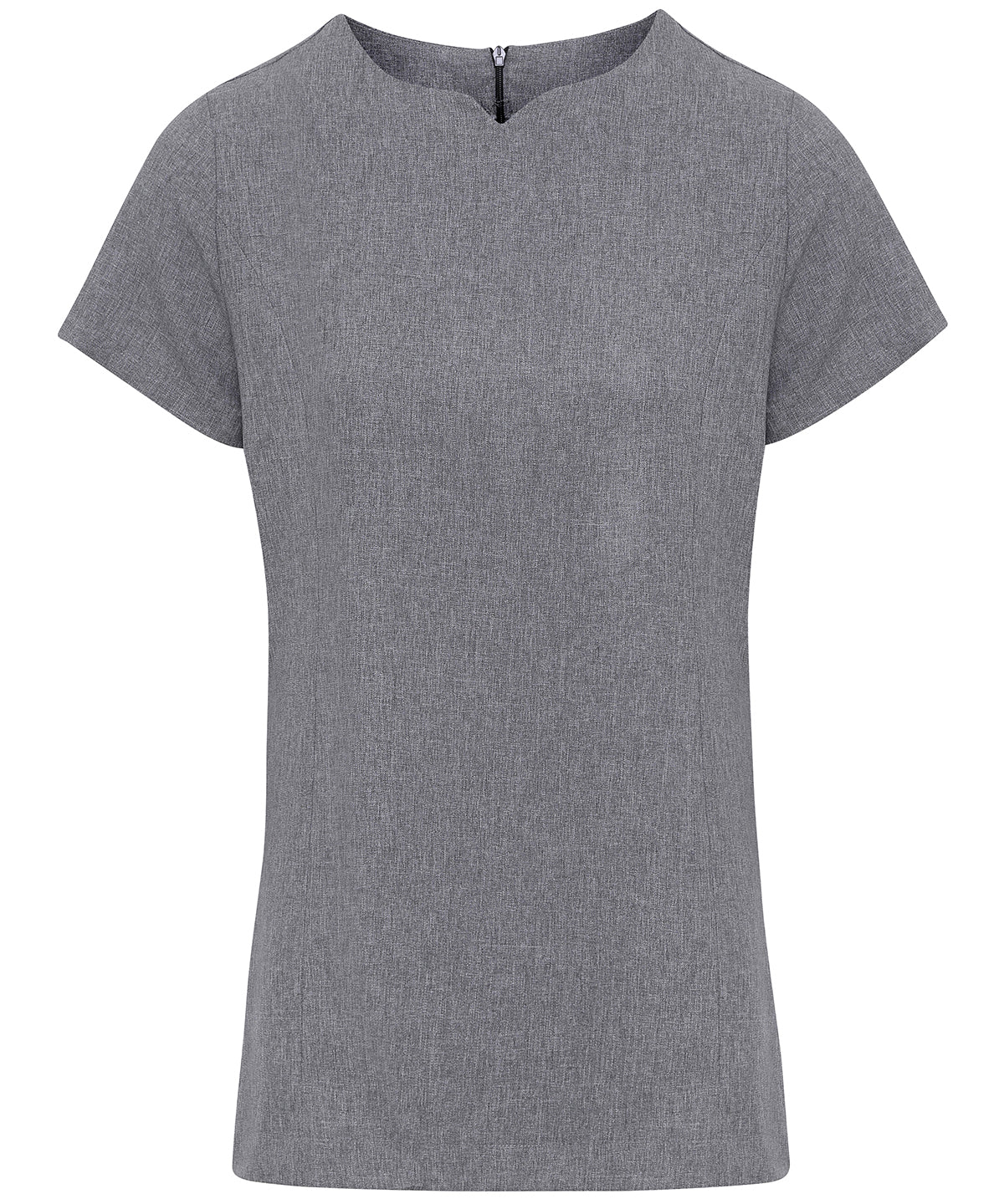 Heather Grey - Viola 'linen look' cut neck beauty tunic - GarmentEmbroidery