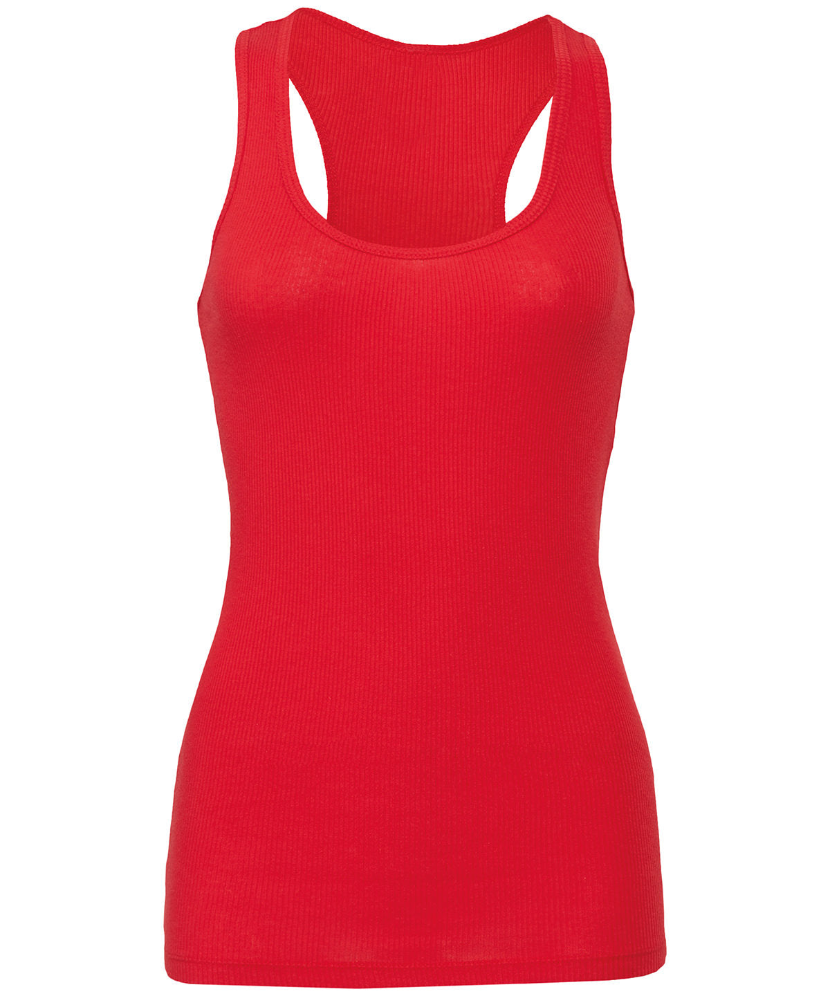 Red - 2x1 Rib racerback longer length tank top - GarmentEmbroidery