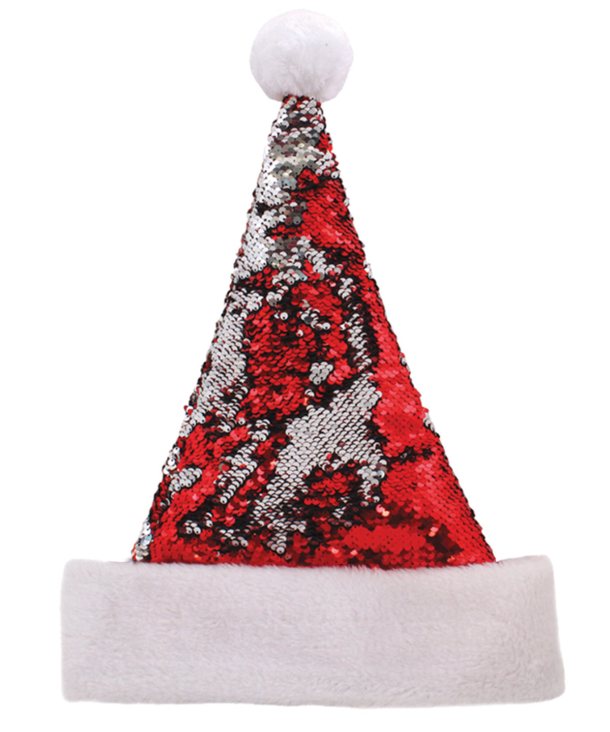 Red/Silver - Reversible sequin Santa hat - GarmentEmbroidery