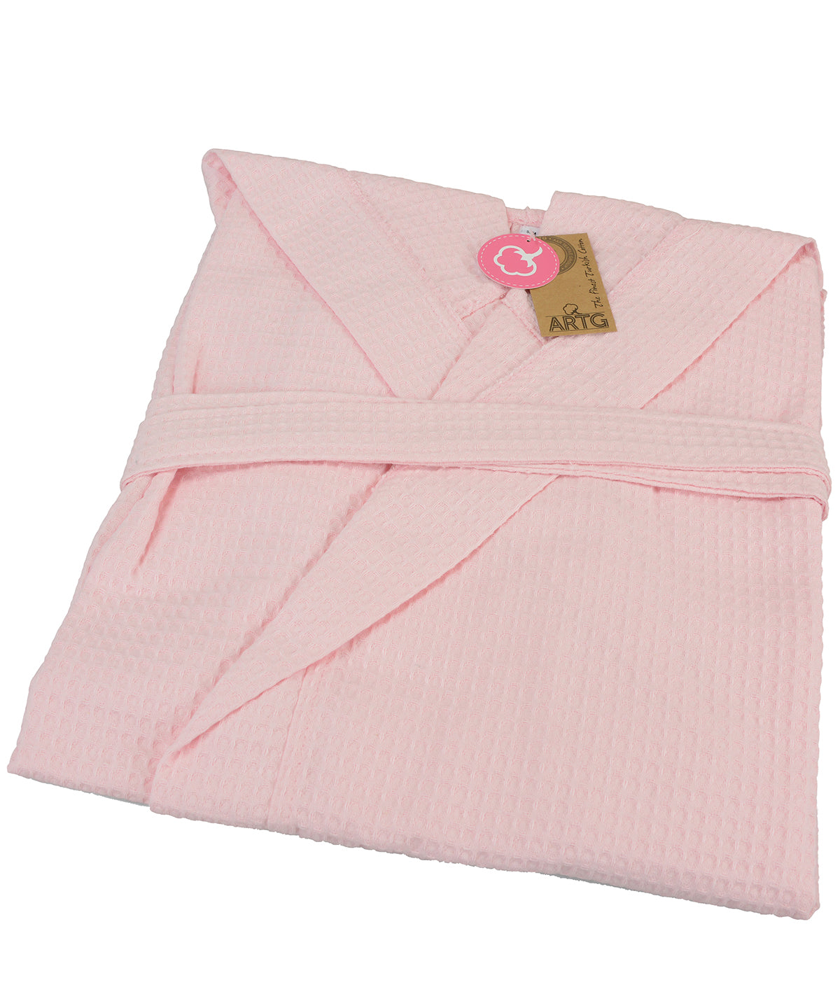 Light Pink - ARTG® waffle bathrobe with hood - GarmentEmbroidery