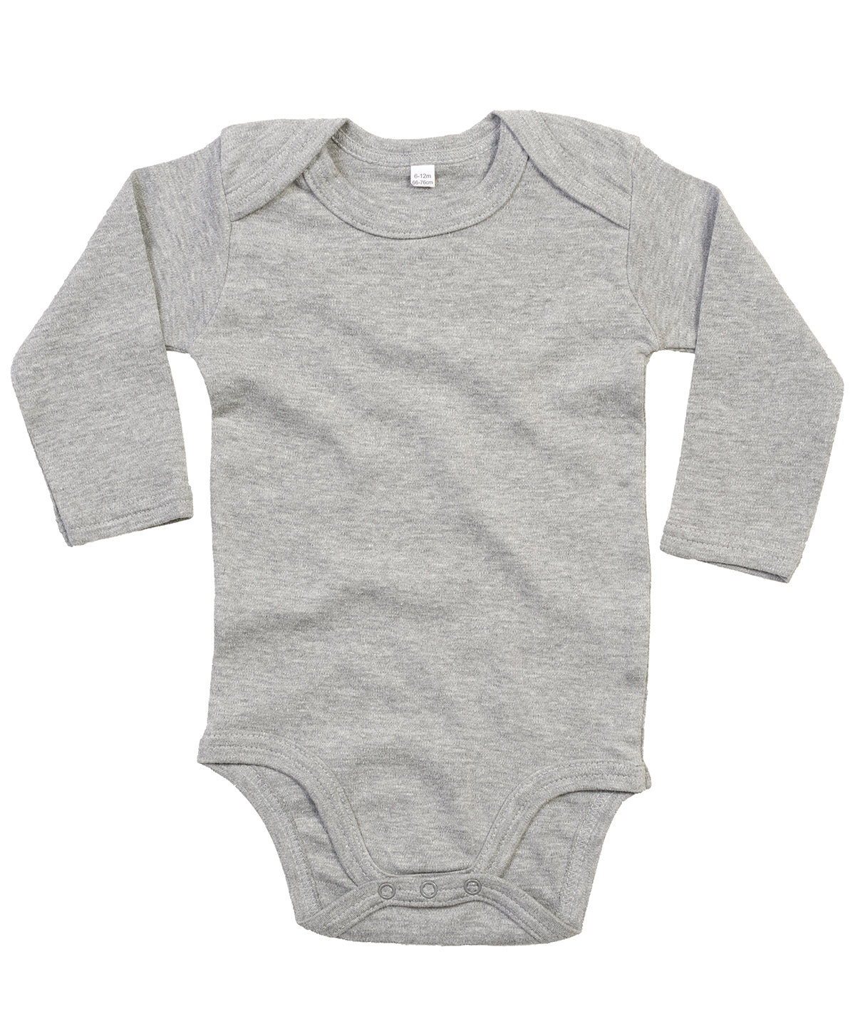 Heather Grey Melange - Baby organic long sleeve bodysuit - GarmentEmbroidery