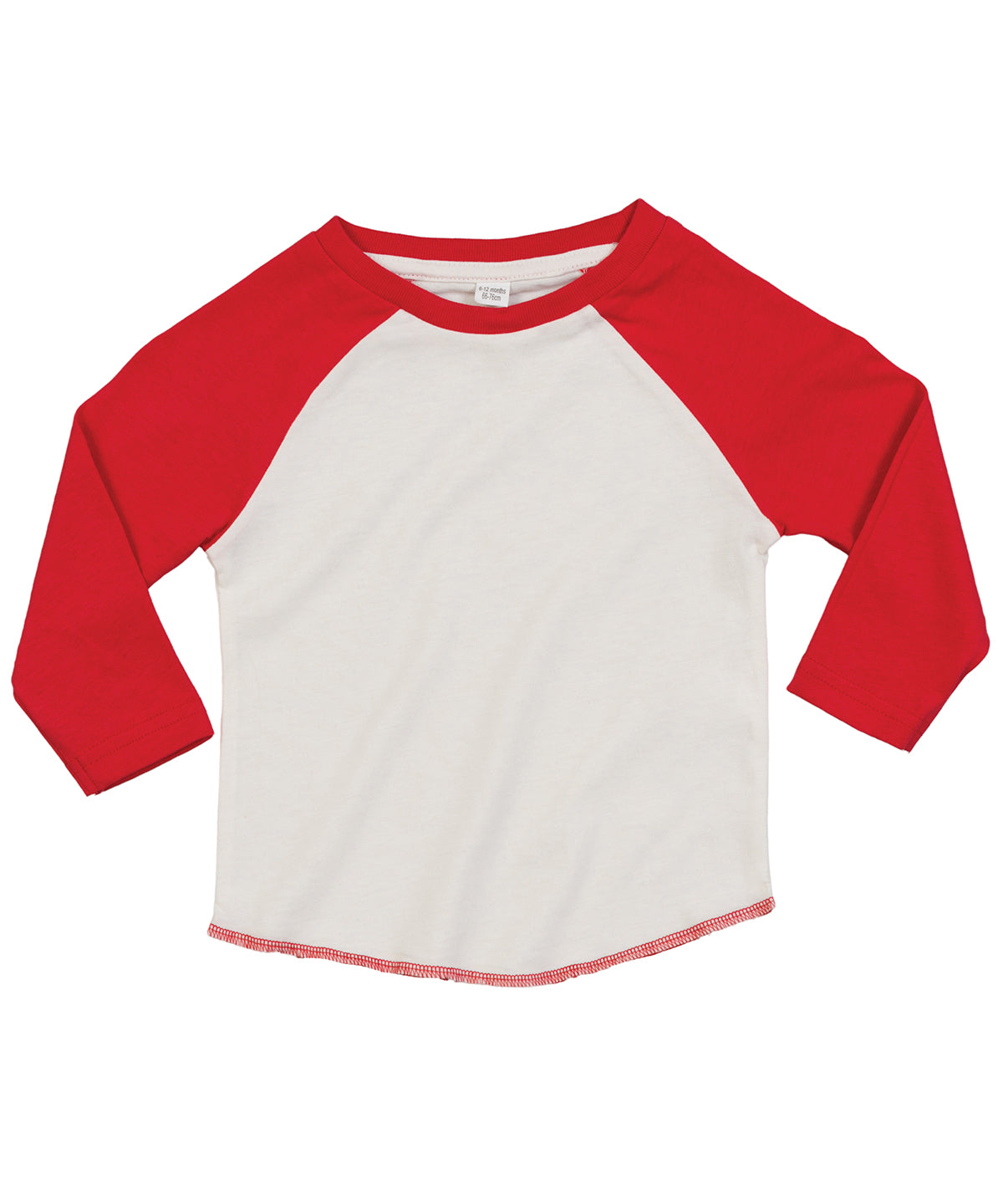 Organic Washed White/Warm Red - Baby baseball T - GarmentEmbroidery