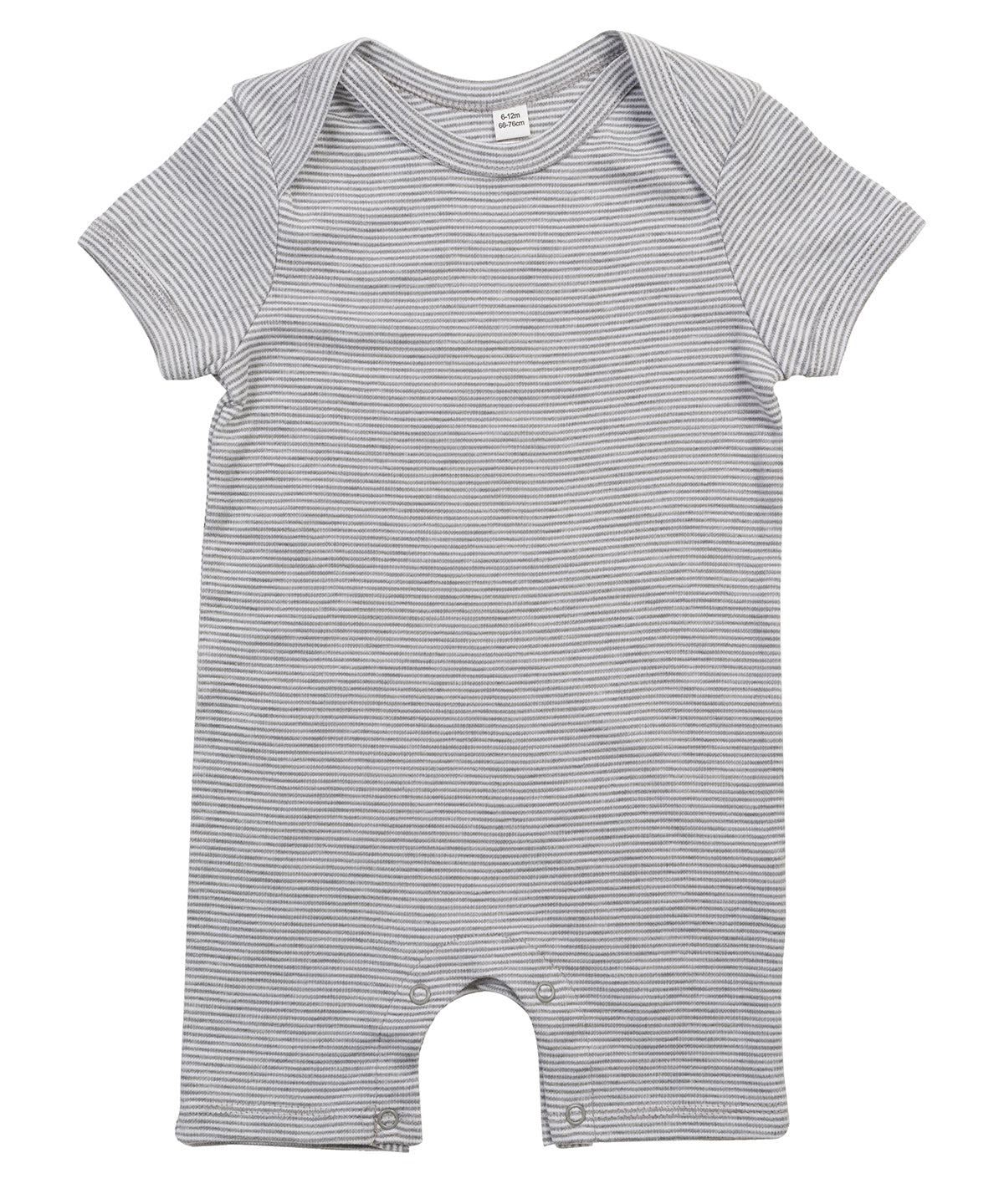 White/Heather Grey Melange - Baby striped playsuit - GarmentEmbroidery