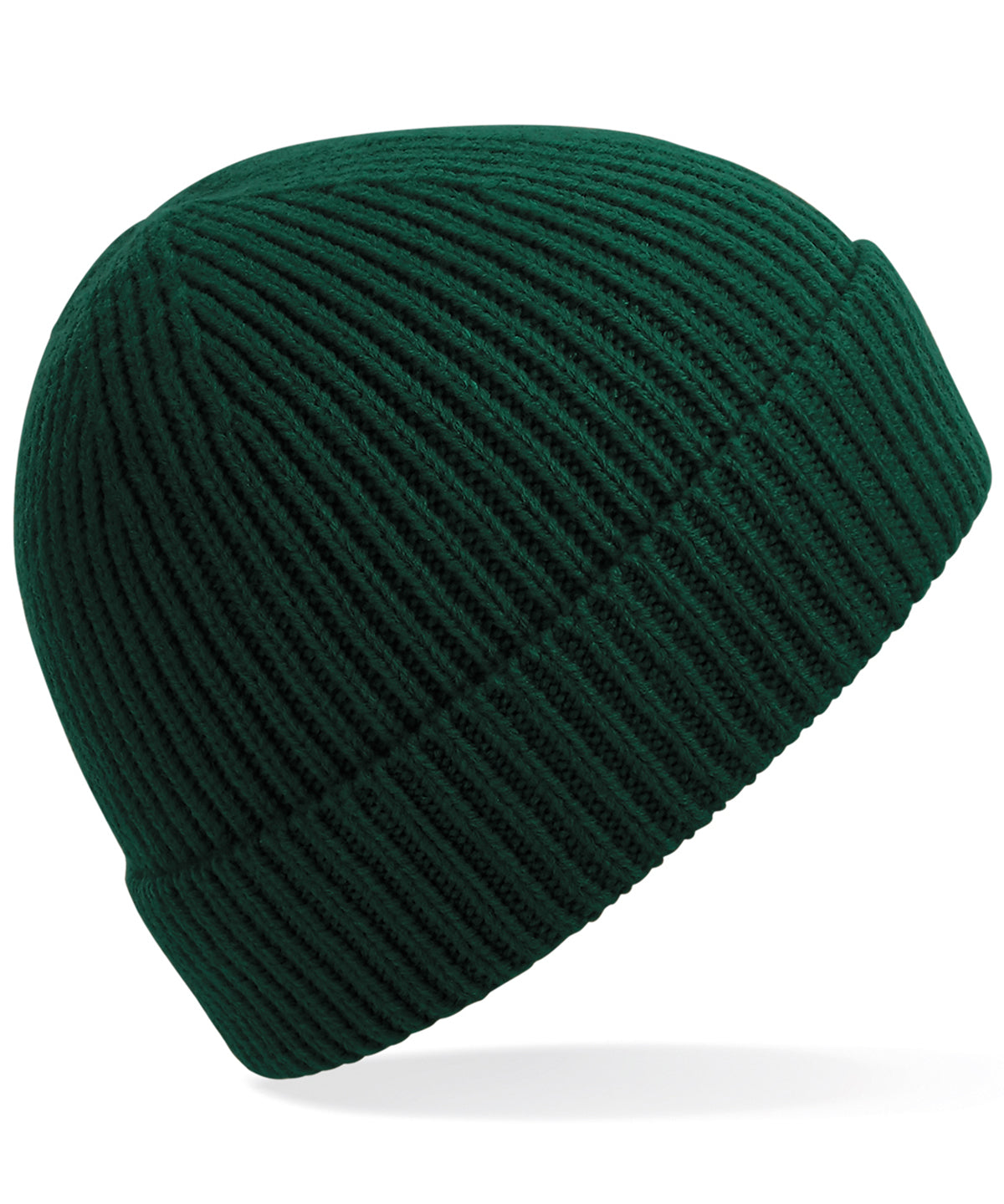 Bottle Green - Engineered knit ribbed beanie - GarmentEmbroidery