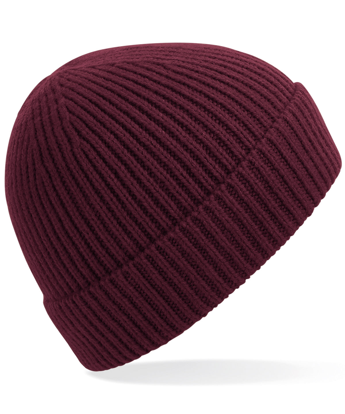 Burgundy - Engineered knit ribbed beanie - GarmentEmbroidery