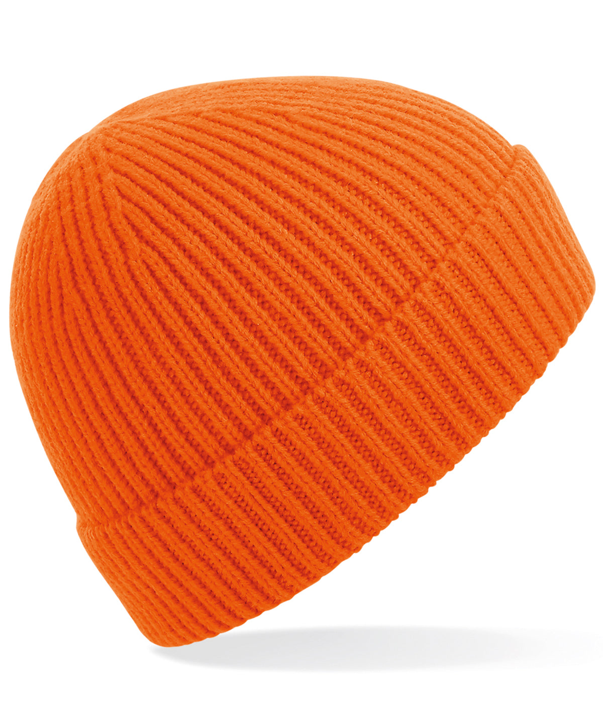 Orange - Engineered knit ribbed beanie - GarmentEmbroidery