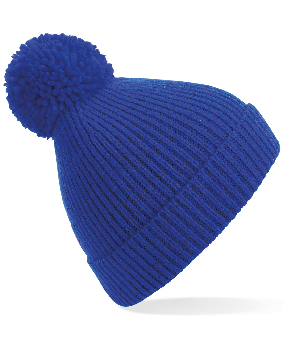 Bright Royal - Engineered knit ribbed pom pom beanie - GarmentEmbroidery