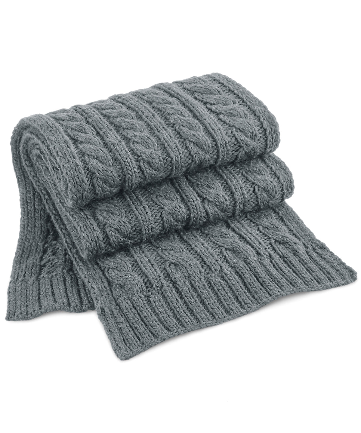 Light Grey - Cable knit melange scarf - GarmentEmbroidery