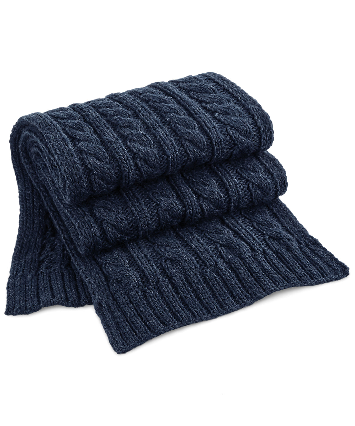 Navy - Cable knit melange scarf - GarmentEmbroidery