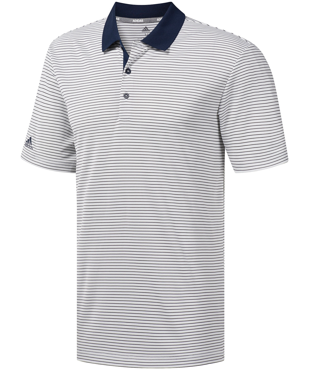 White/Navy - 2-colour stripe polo - GarmentEmbroidery