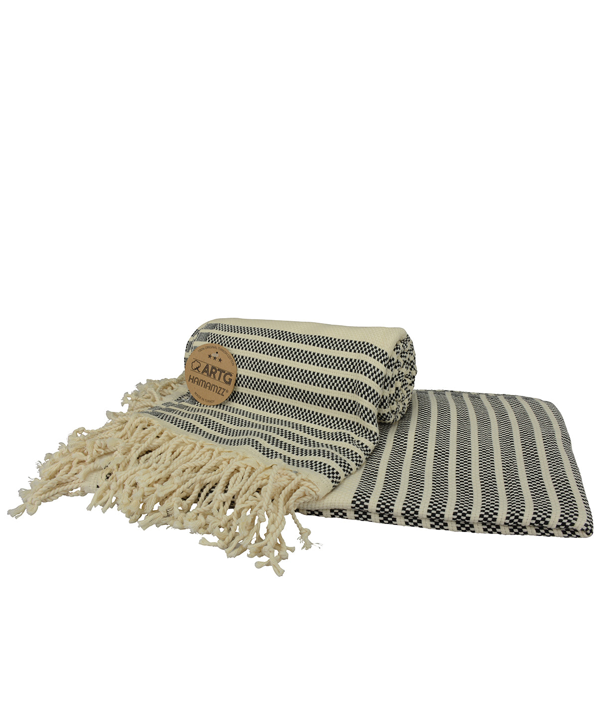 Black/Cream - ARTG® Hamamzz® peshtemal towel - GarmentEmbroidery