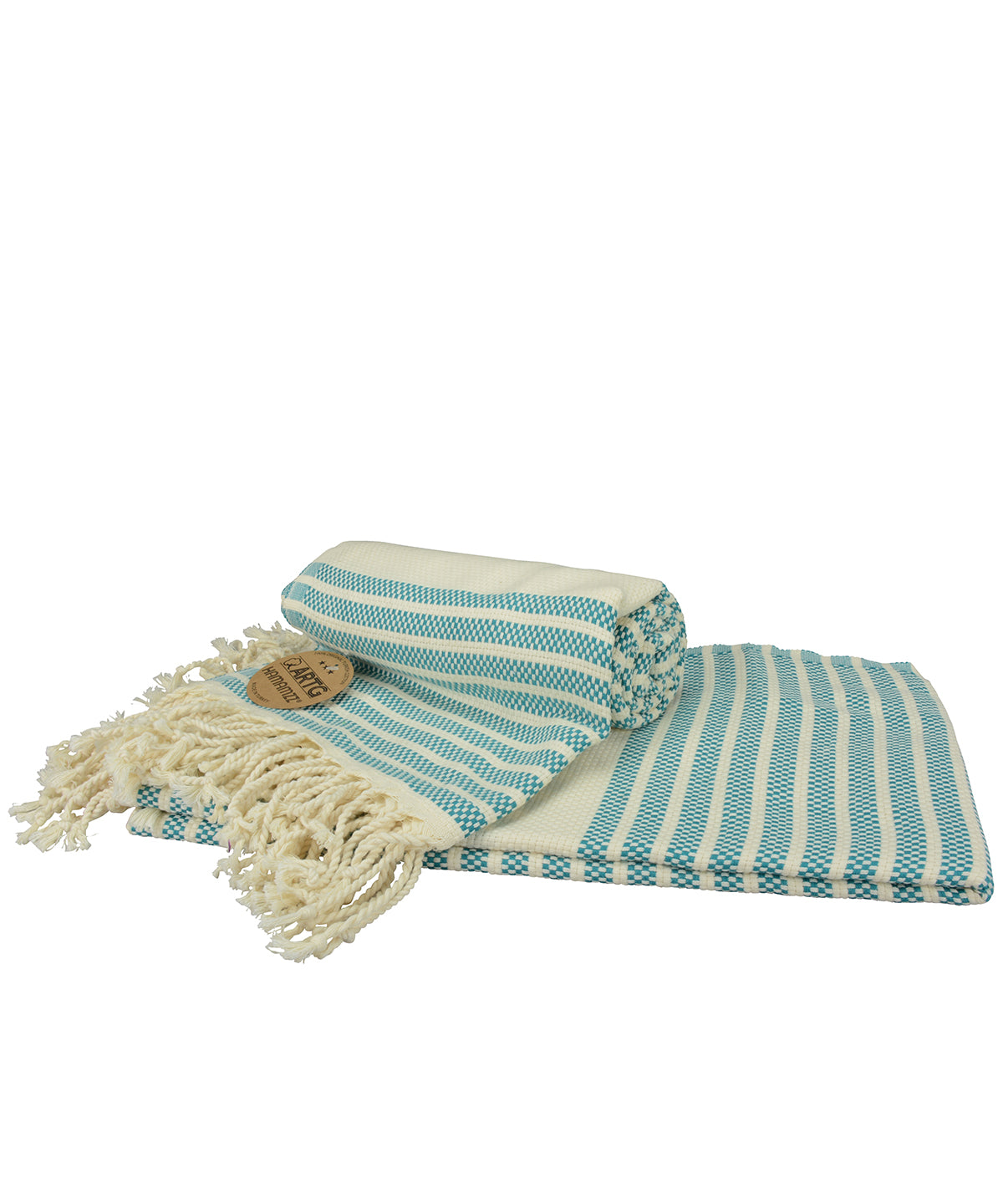 Petrol Blue/Cream - ARTG® Hamamzz® peshtemal towel - GarmentEmbroidery