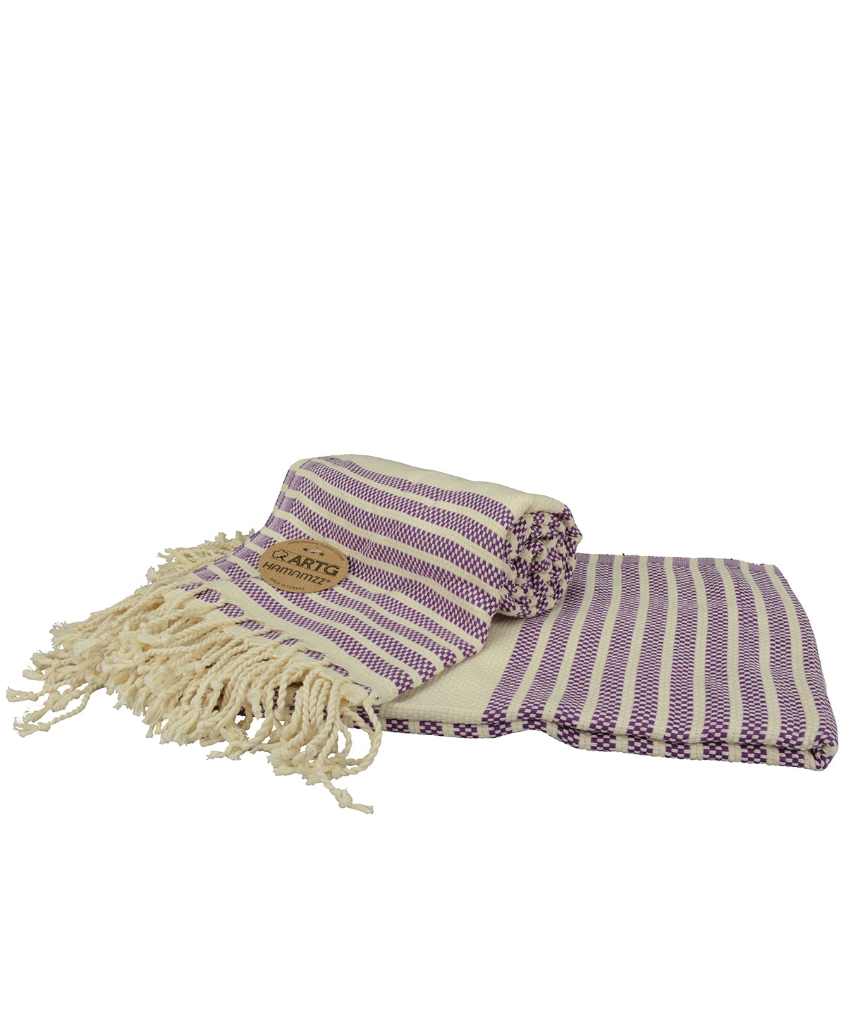 Purple/Cream - ARTG® Hamamzz® peshtemal towel - GarmentEmbroidery