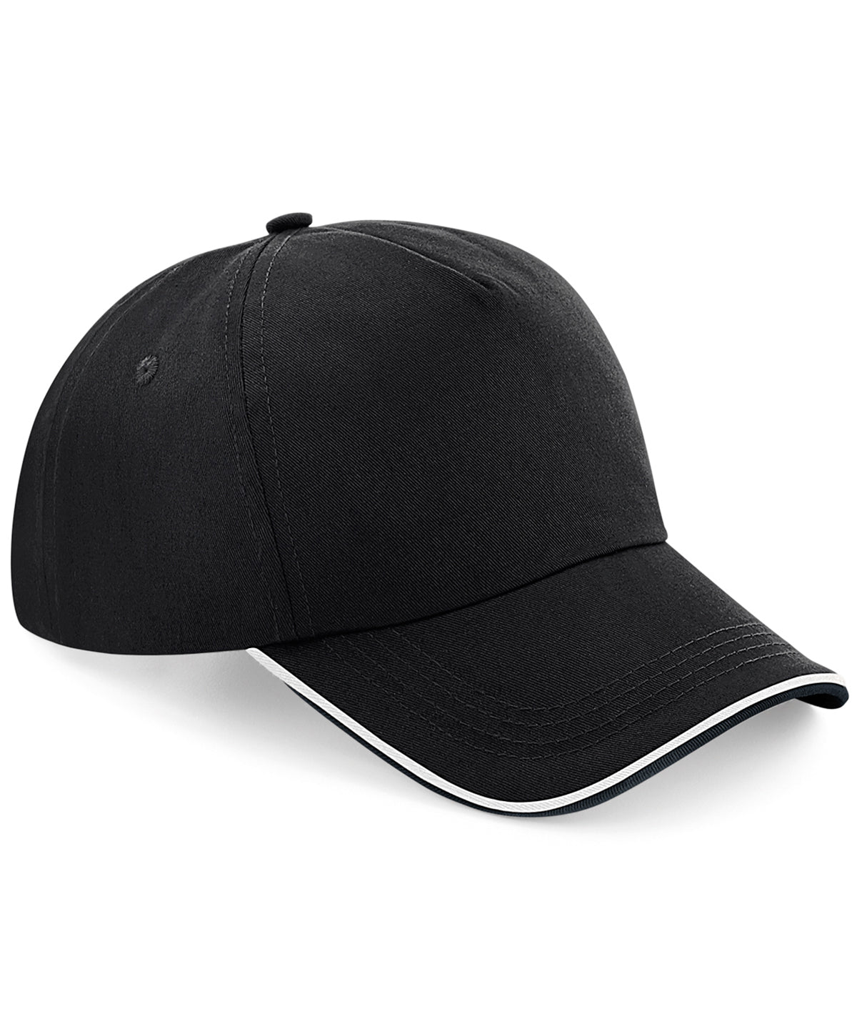 Black/White - Authentic 5-panel cap - piped peak - GarmentEmbroidery
