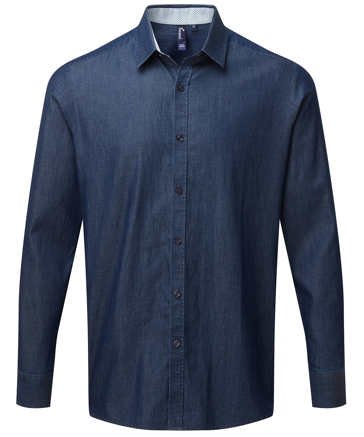 Indigo - Denim pindot long sleeve shirt - GarmentEmbroidery