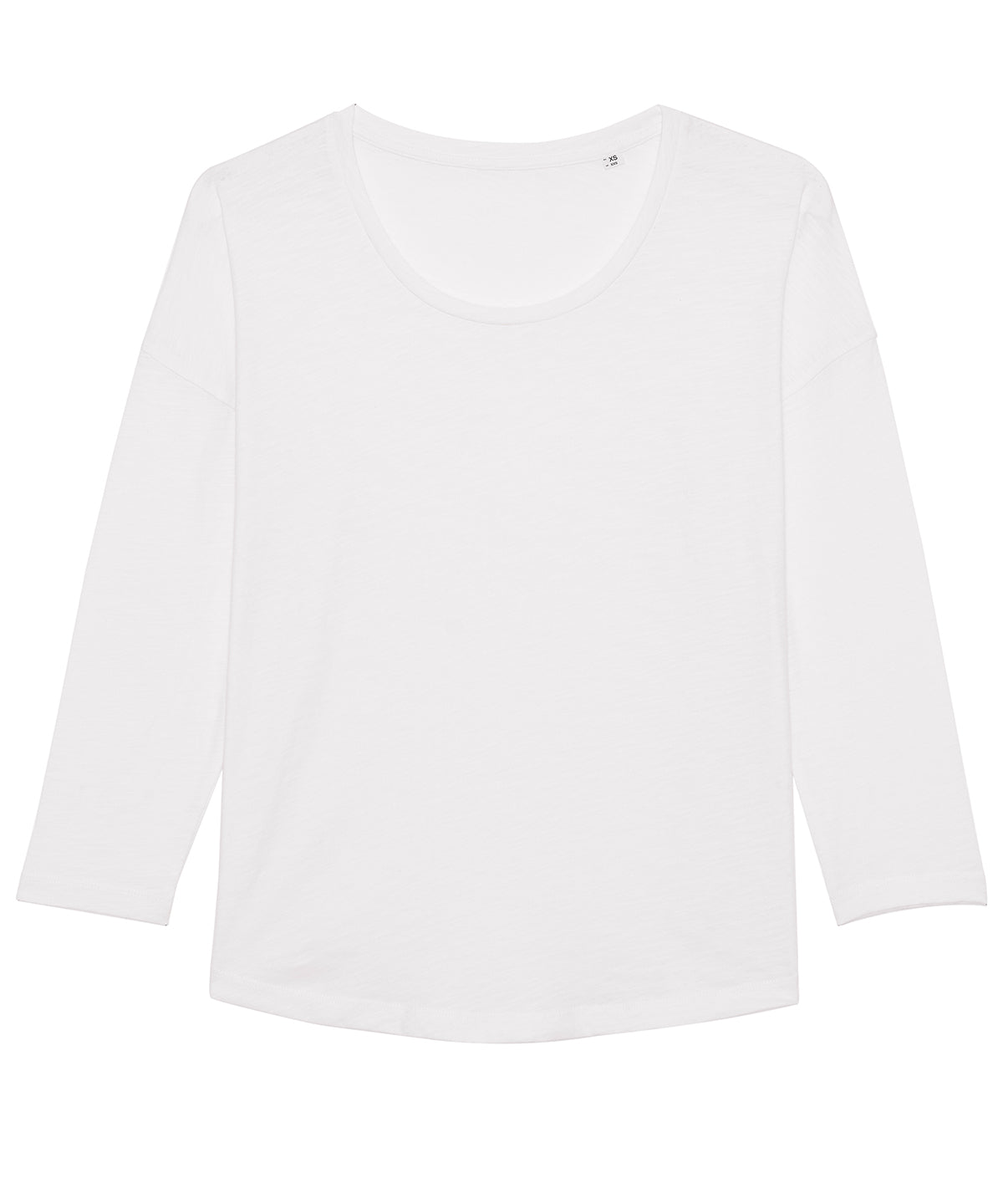 White - Women's Stella Waver slub women's ¾ sleeve dropped shoulder t-shirt (STTW114) - GarmentEmbroidery