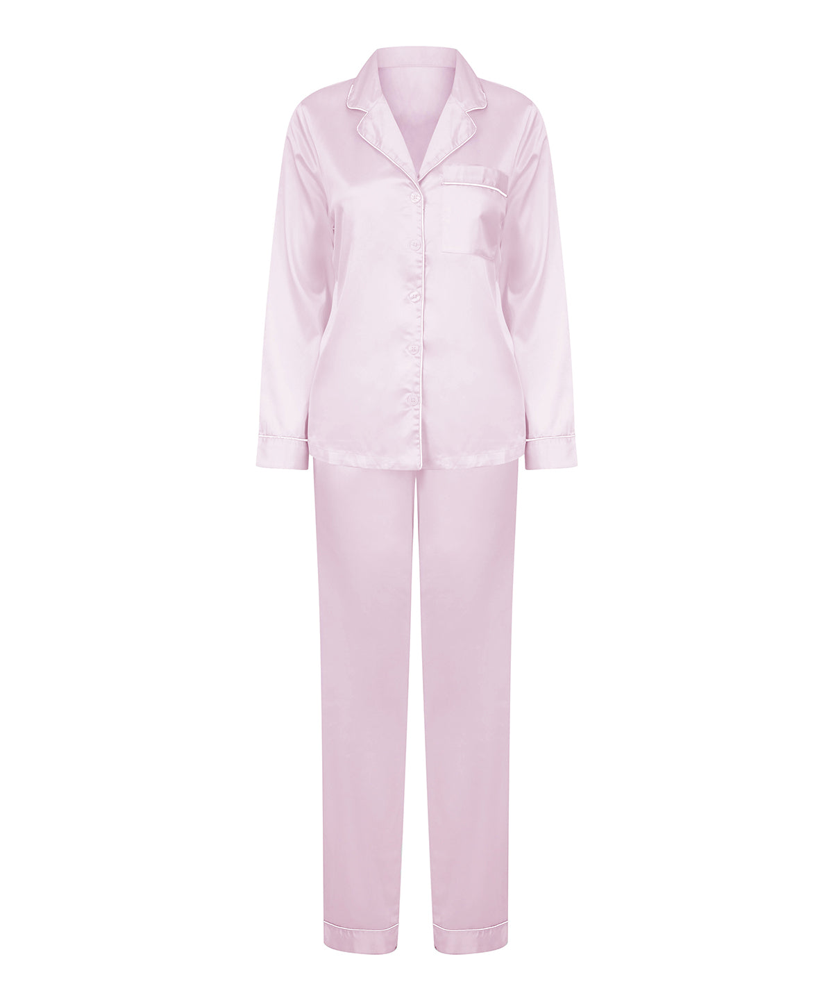Light Pink - Women's satin long pyjamas - GarmentEmbroidery