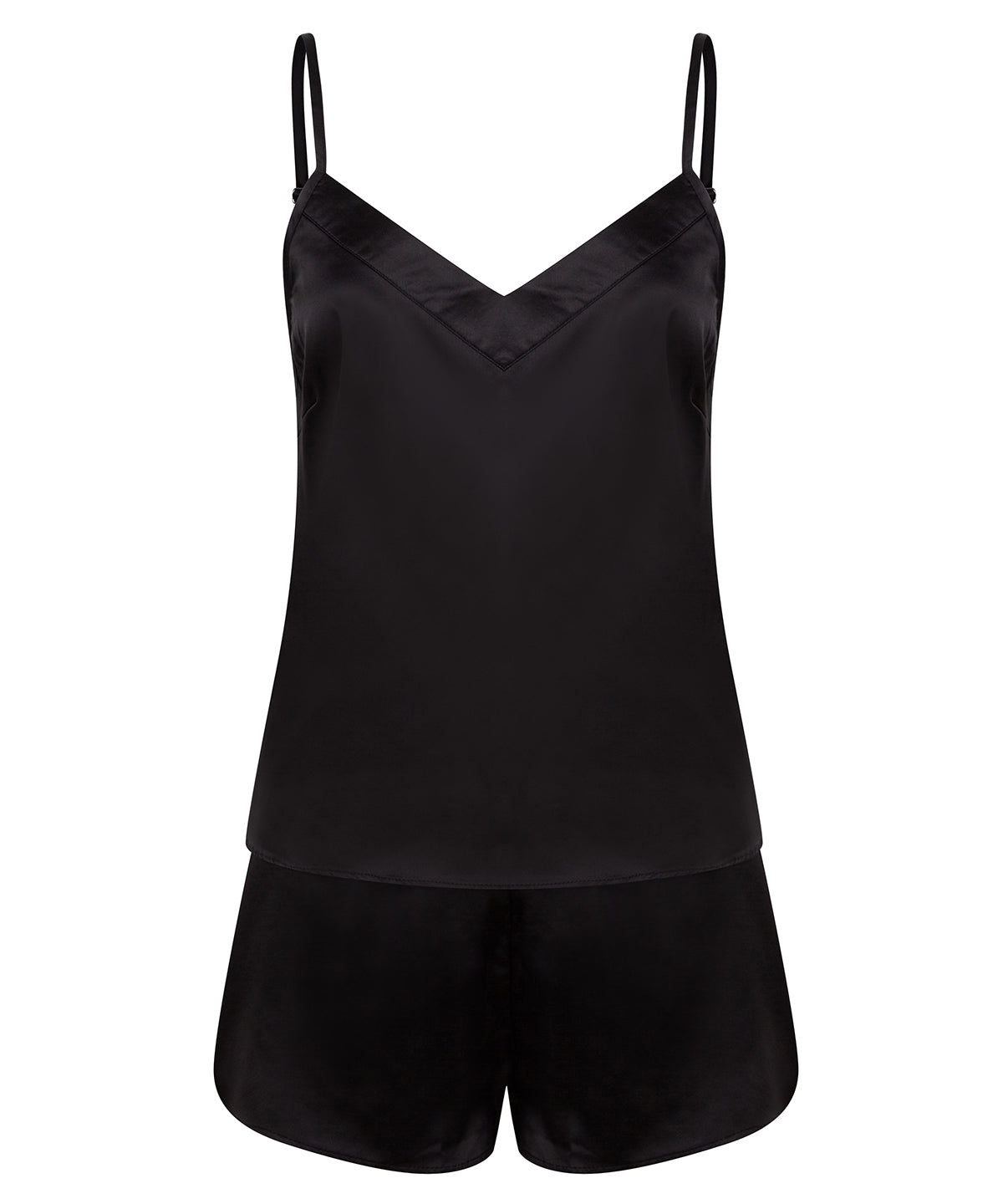 Black - Women's satin cami short pyjamas - GarmentEmbroidery