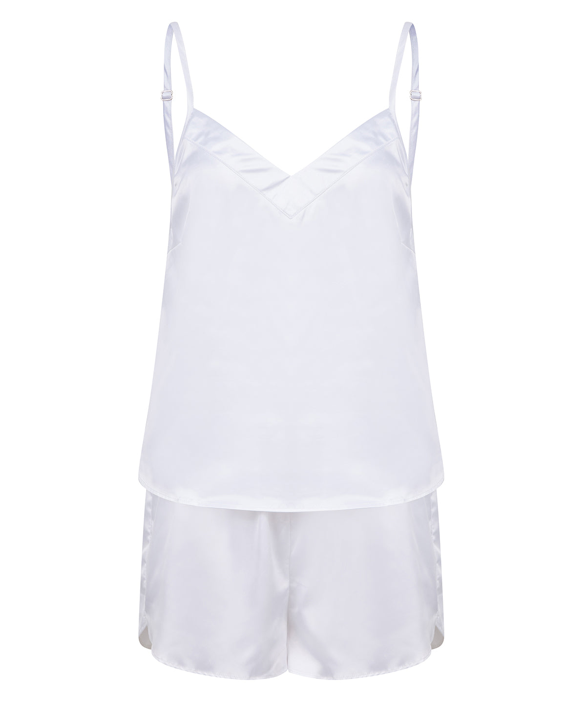 White - Women's satin cami short pyjamas - GarmentEmbroidery