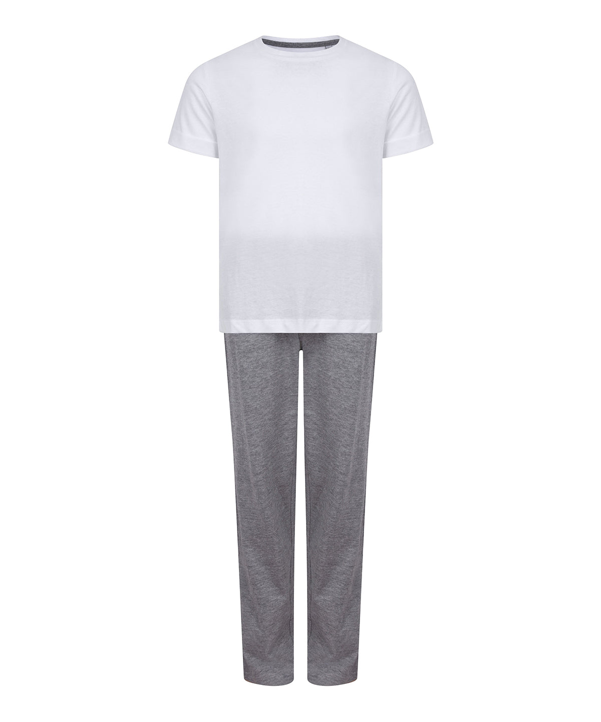 White/Heather Grey - Kids long pyjamas - GarmentEmbroidery