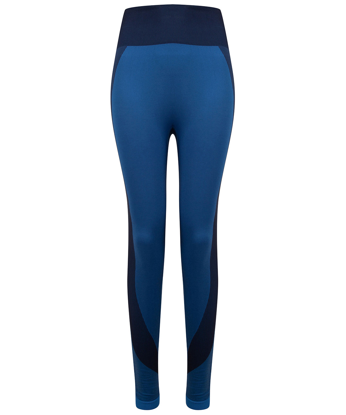 Bright Blue/Navy - Women's seamless panelled leggings - GarmentEmbroidery