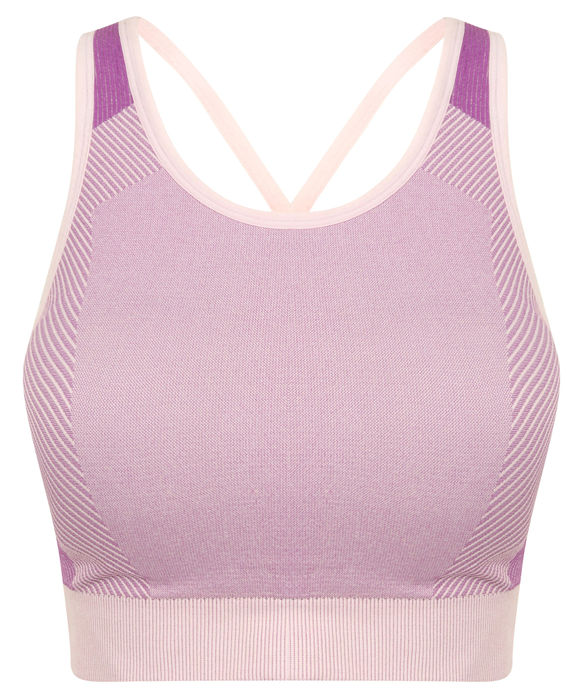 Light Pink/Purple - Women's seamless panelled crop top - GarmentEmbroidery