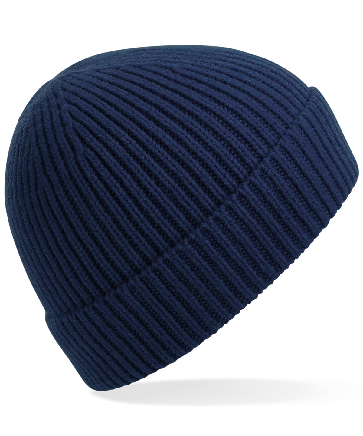Oxford Navy - Engineered knit ribbed beanie - GarmentEmbroidery