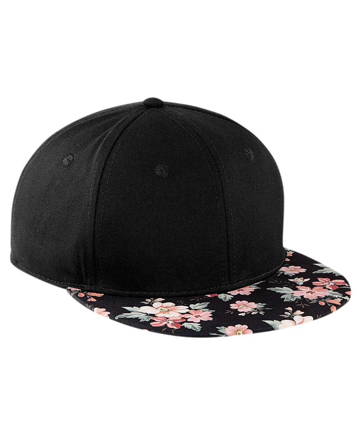 Black/Faded Floral - Graphic peak snapback - GarmentEmbroidery