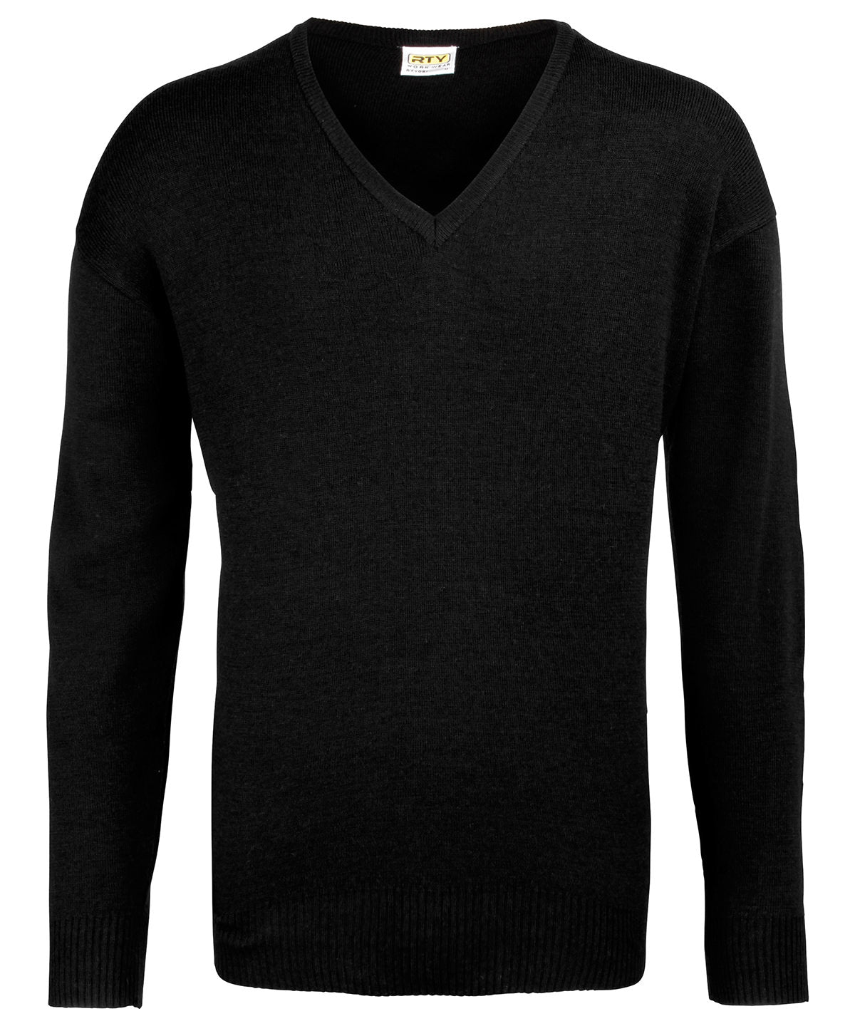 Navy - V-neck arcylic wool sweater - GarmentEmbroidery