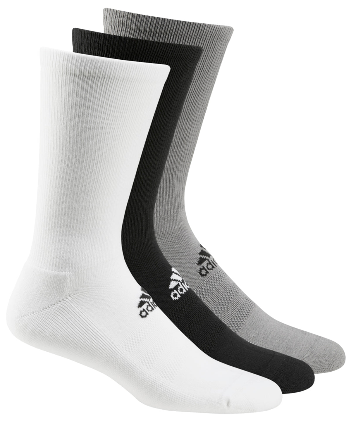 Black/White/Grey - adidas® 3-pack golf crew socks - GarmentEmbroidery