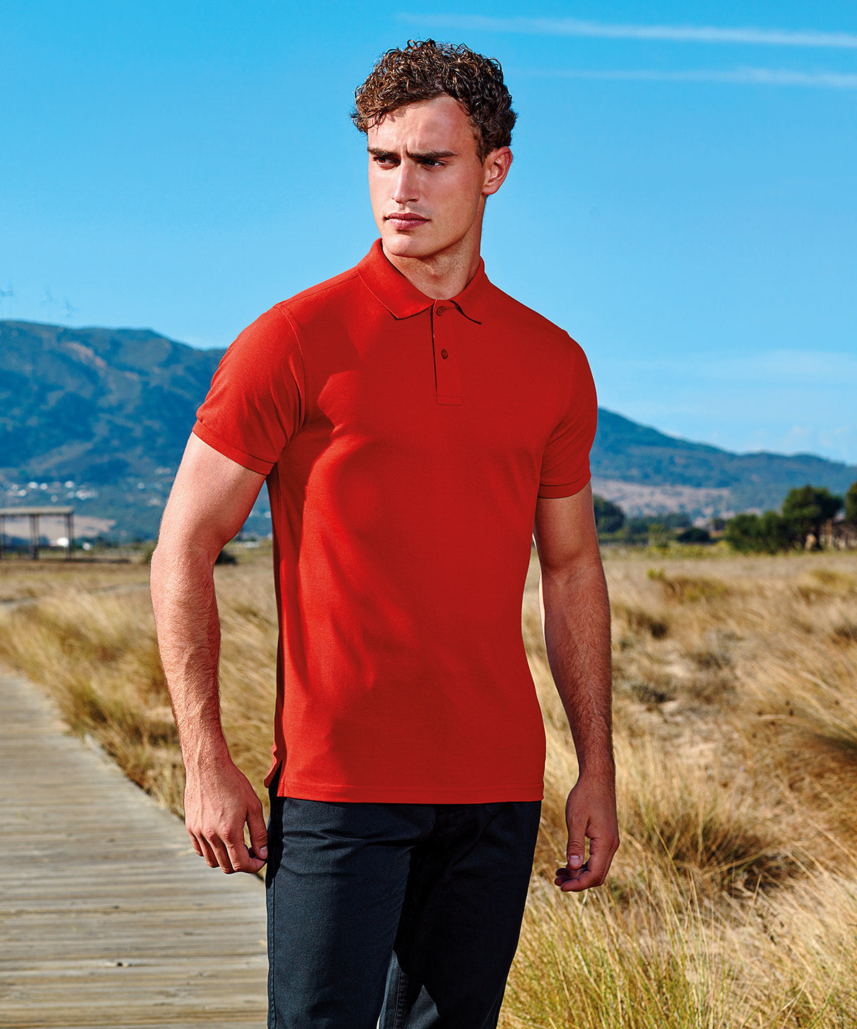 Cherry Red - Men’s polycotton blend polo - GarmentEmbroidery