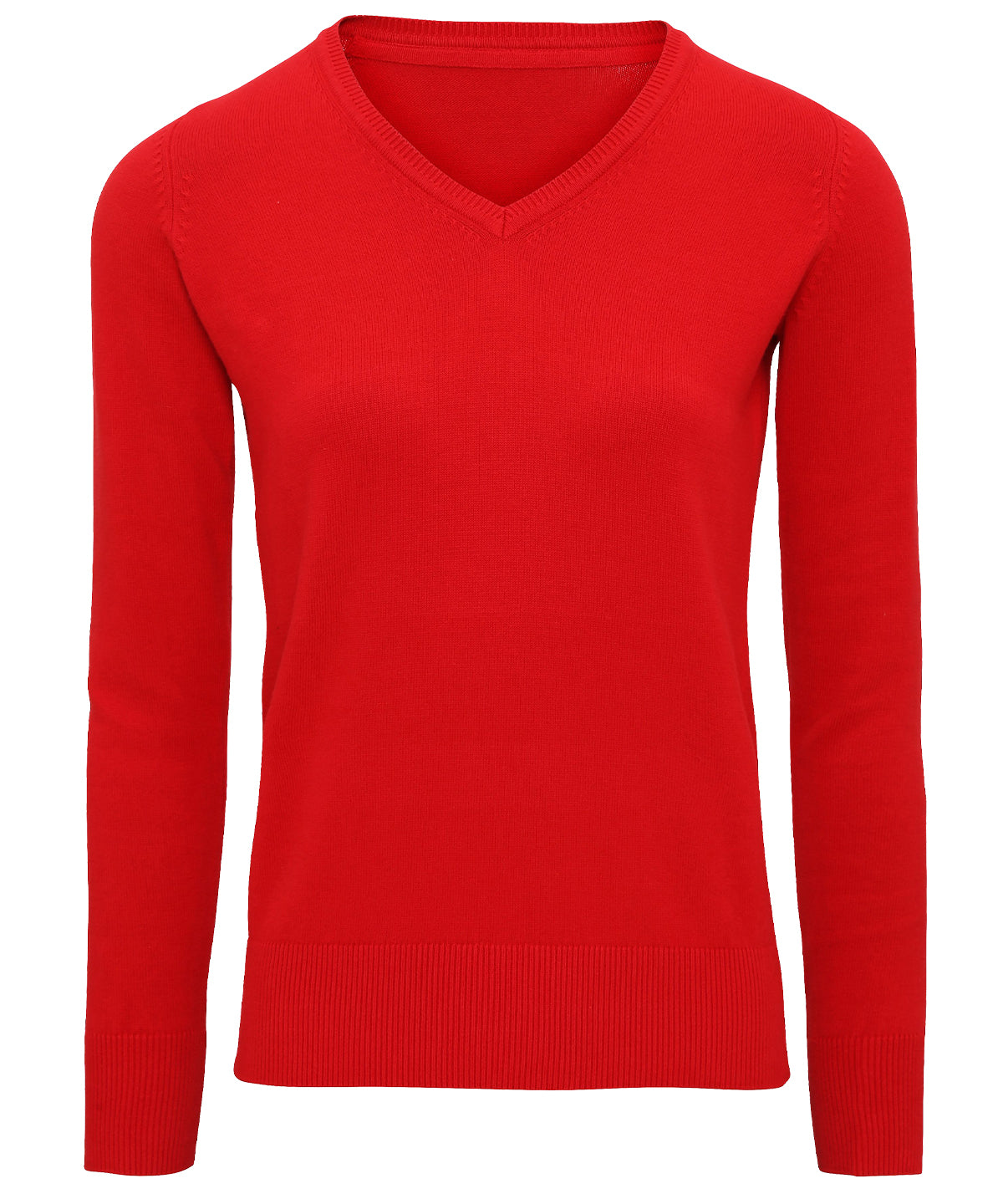 Cherry Red - Women's cotton blend v-neck sweater - GarmentEmbroidery