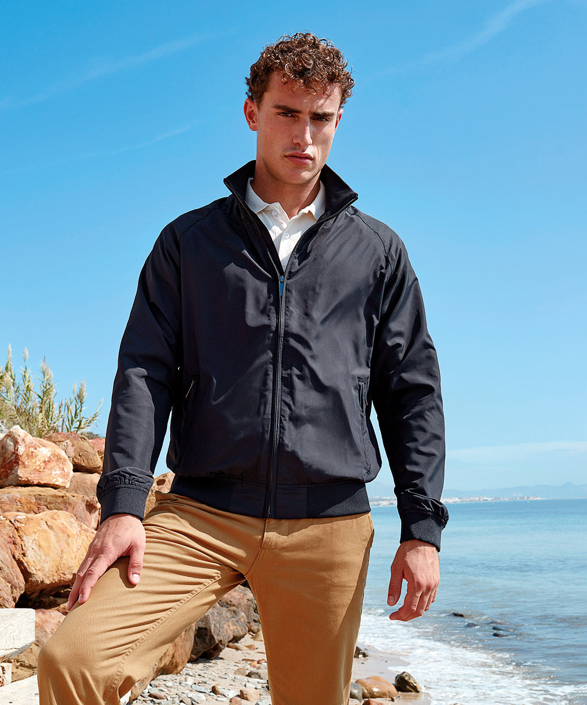 Black - Men's Harrington jacket - GarmentEmbroidery