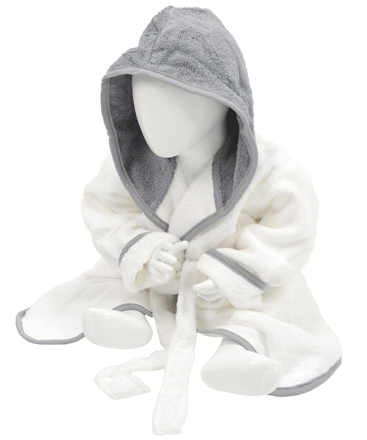 White/Aqua Blue - ARTG® Babiezz® hooded bathrobe - GarmentEmbroidery