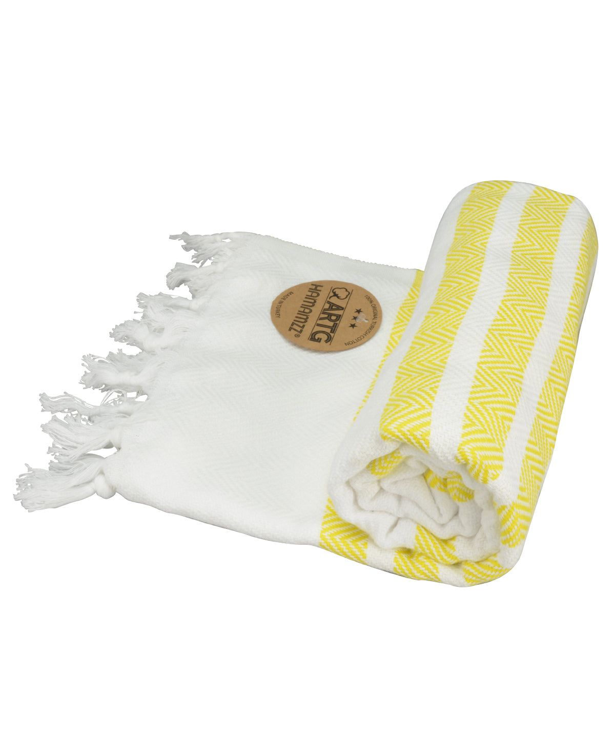White/Bright Yellow - ARTG® Hamamzz® dalaman towel - GarmentEmbroidery