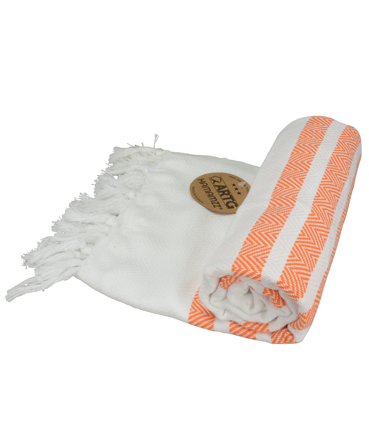 White/Orange - ARTG® Hamamzz® dalaman towel - GarmentEmbroidery