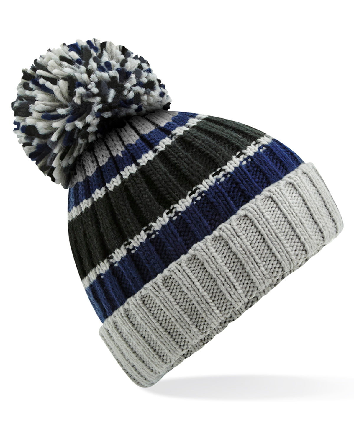 Blue Steel - Hygge striped beanie - GarmentEmbroidery
