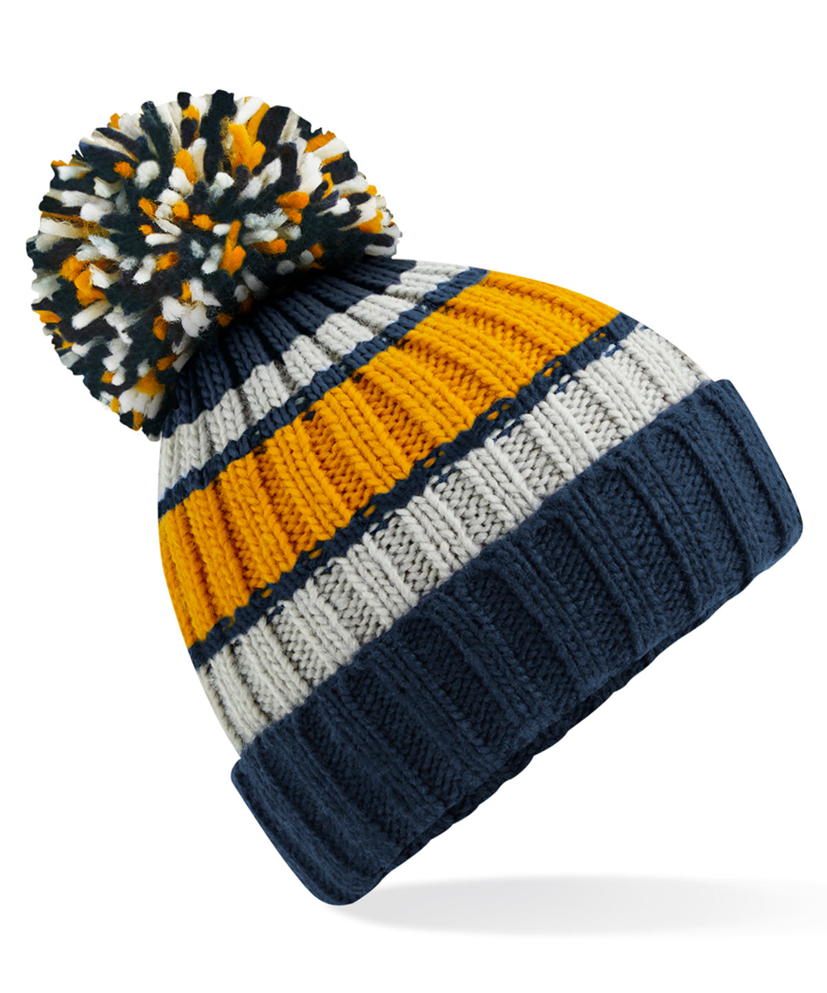 Dijon Blue - Hygge striped beanie - GarmentEmbroidery