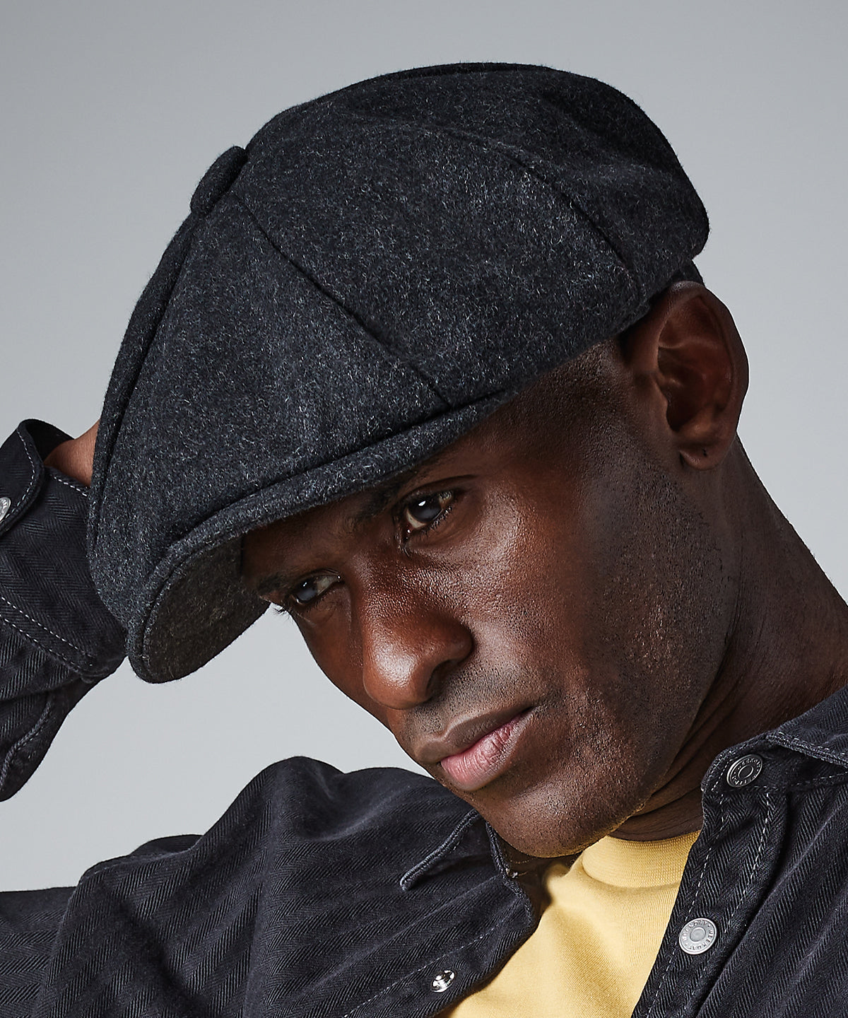 Charcoal Marl - Melton wool baker boy cap - GarmentEmbroidery