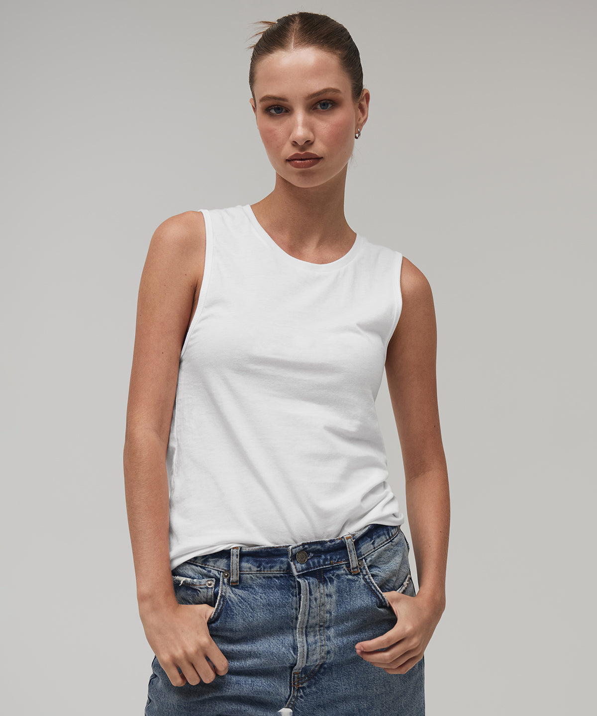 White - Women's Jersey muscle tank - GarmentEmbroidery