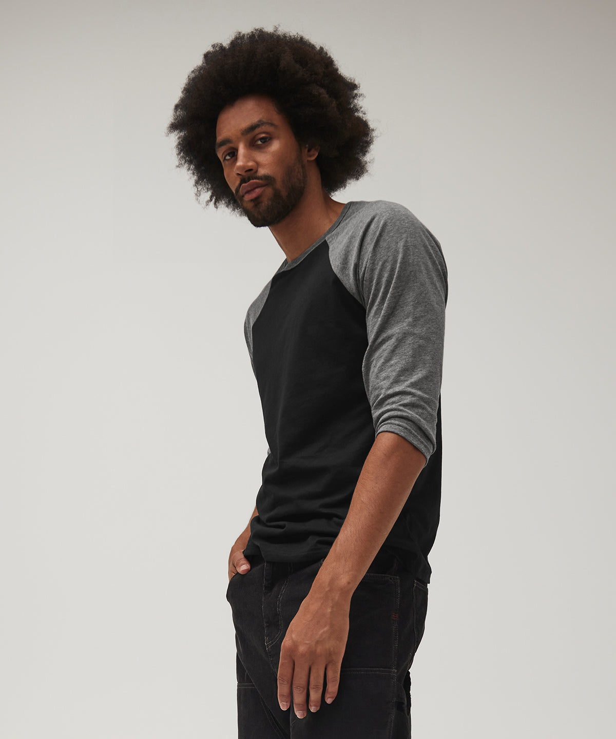 White/Asphalt - Unisex triblend ¾ sleeve baseball t-shirt - GarmentEmbroidery